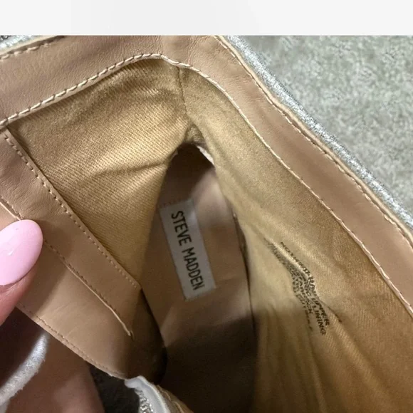 Steve Madden Silver Glitter Ankle Boots - Picture 6 of 8